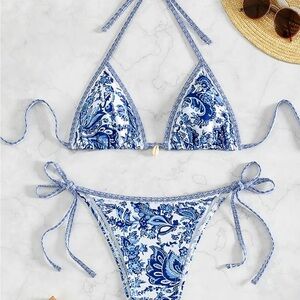 Blue Paisley Bikini Set